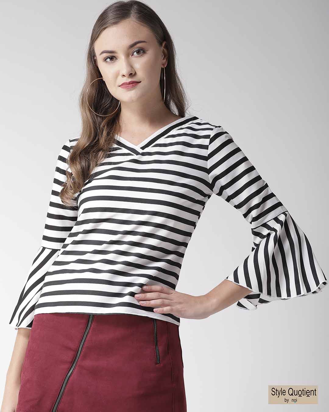 Buy Style Quotient Women White And Black Striped Top Online At Bewakoof 8383