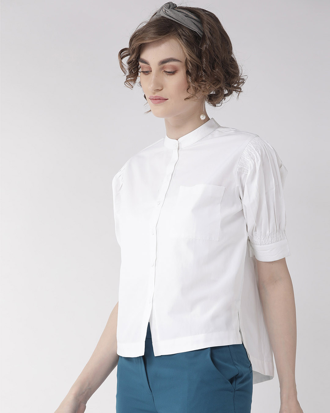 Shop Women White Comfort Boxy Solid Formal Shirt-Back