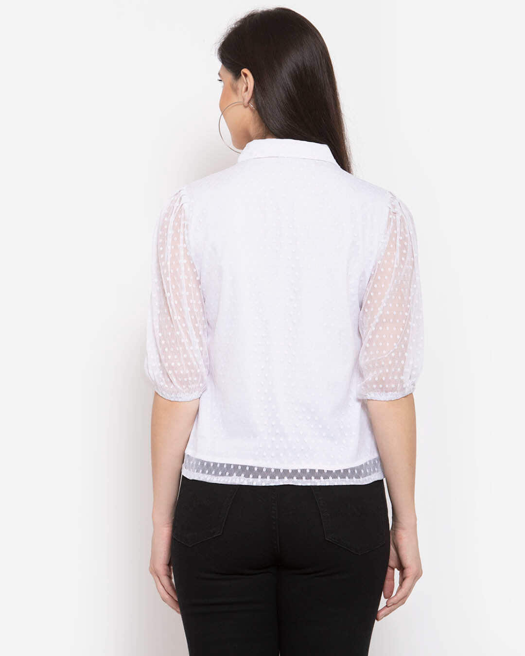 Shop Women's White Printed Casual Shirt-Back