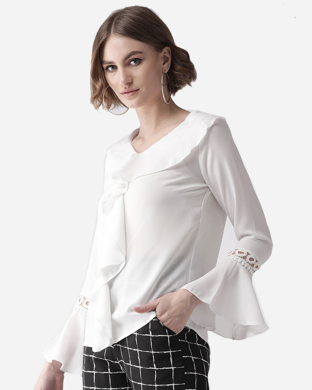 Shop Women White Semi Sheer Solid Top-Back