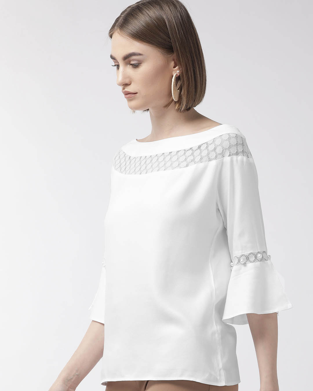 Shop Women's White Solid Top-Back