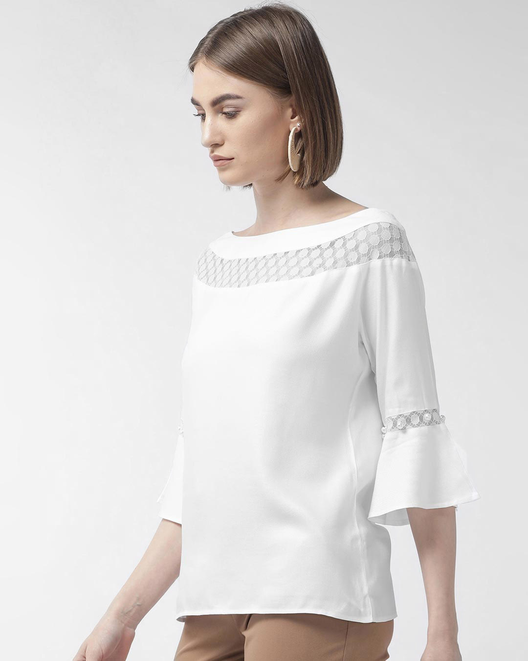 Shop Women White Solid Top-Back