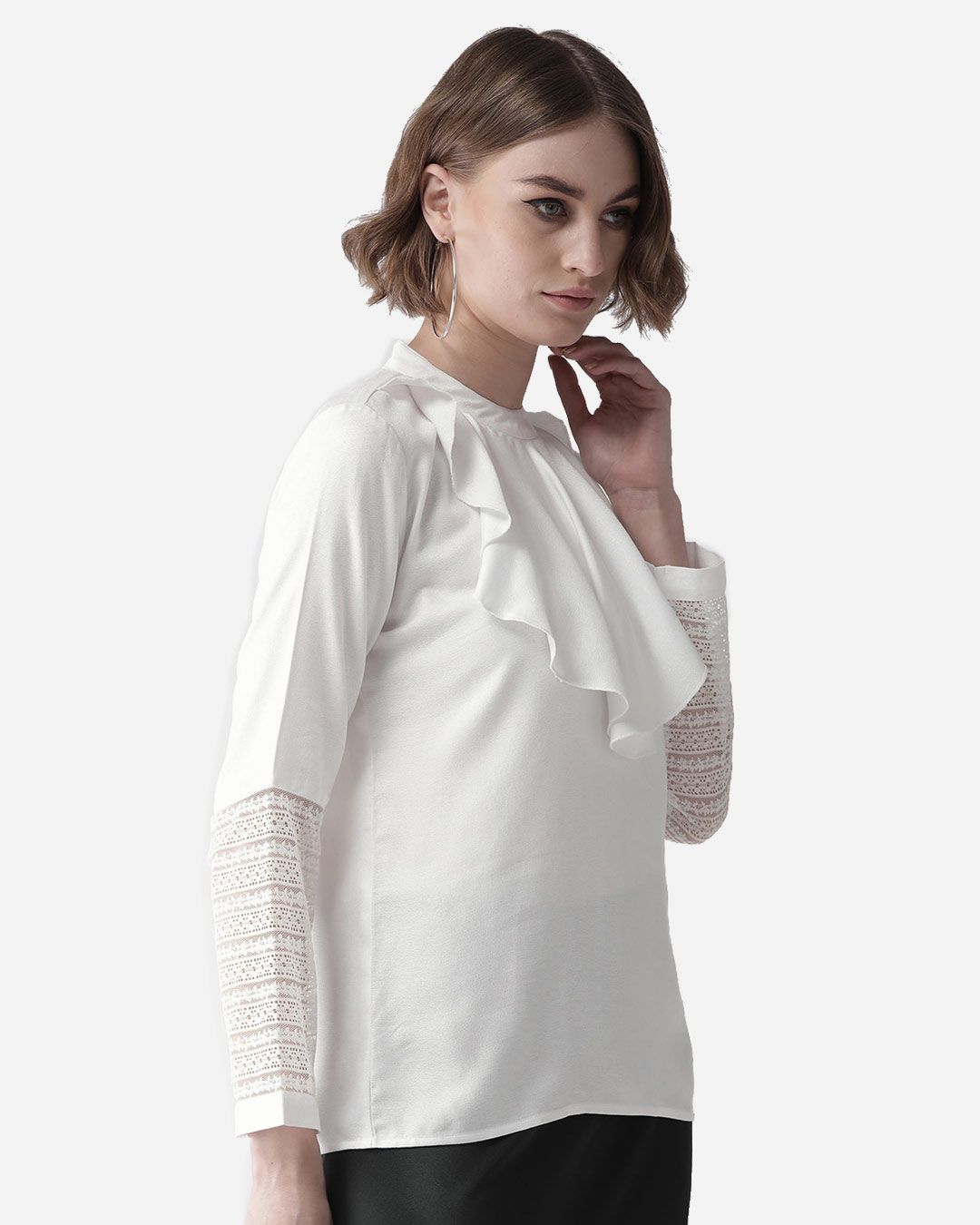 Shop Women White Solid Victorian Top-Back