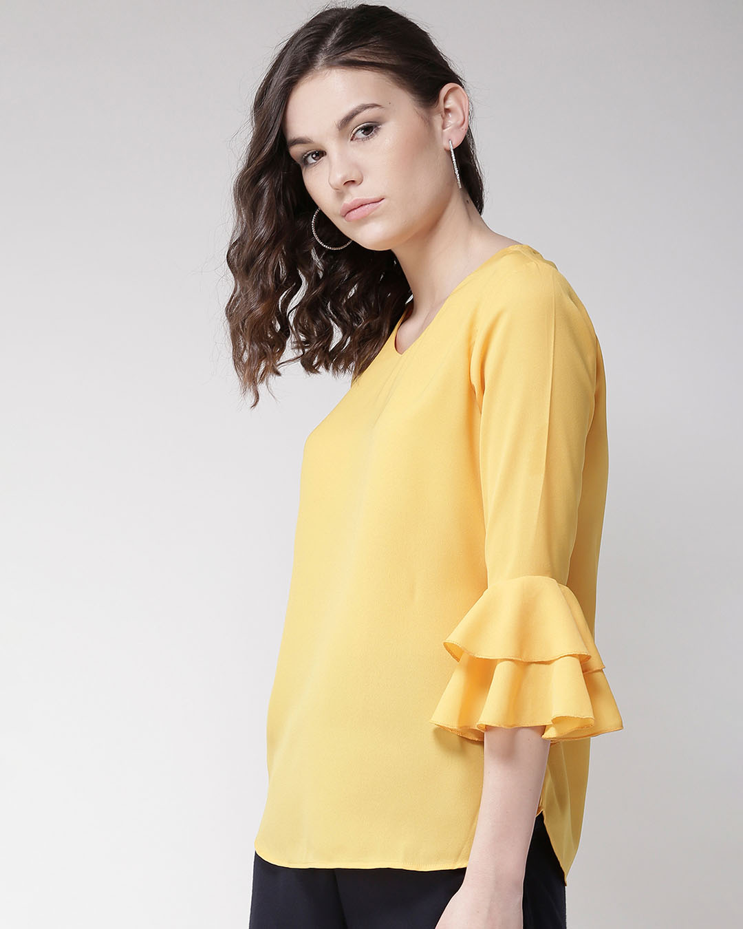 Shop Women's Yellow Solid Top-Back