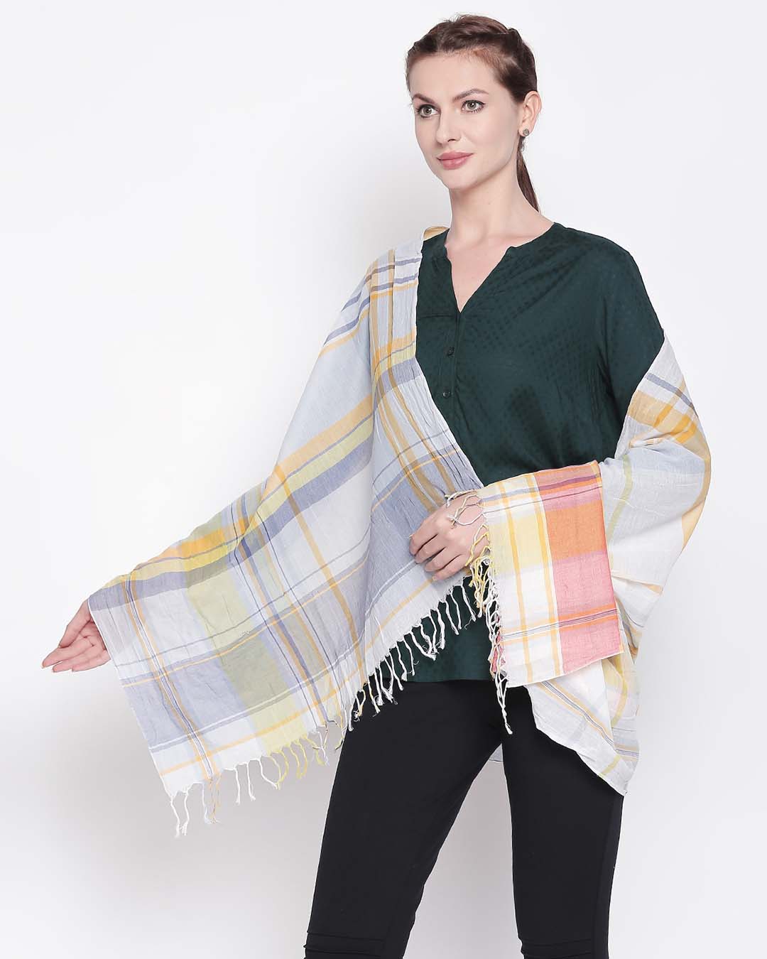 Shop Women's Cotton Multi Color Scarf-Back