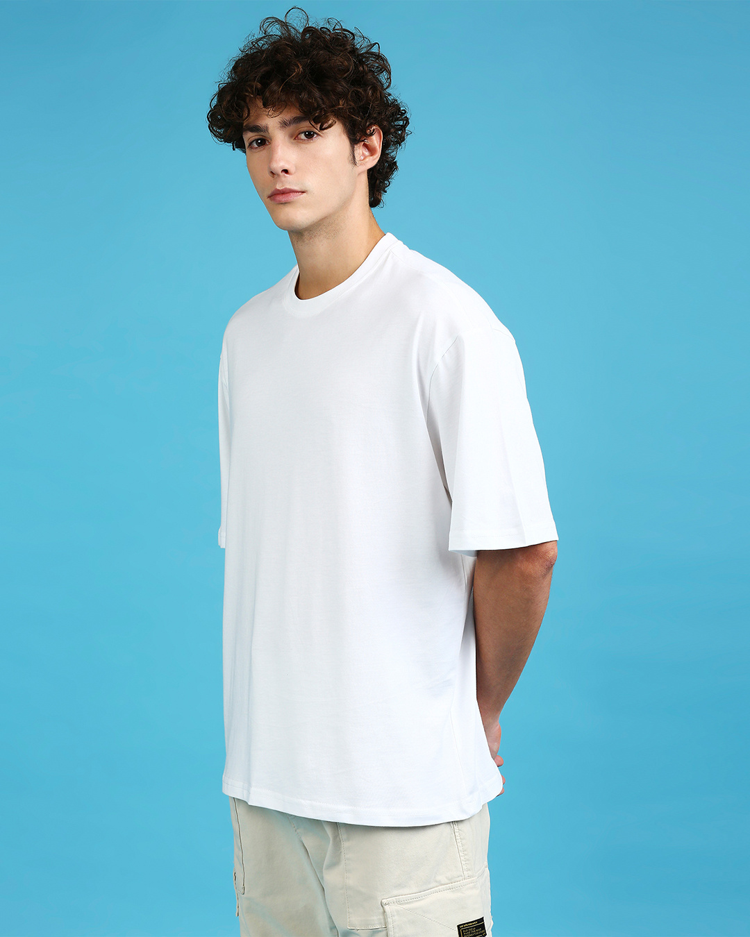 Shop Men's White Super Loose Fit T-shirt-Back