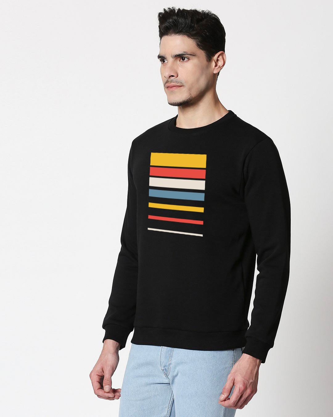 Shop Sunset Block Fleece Sweatshirt Black-Back