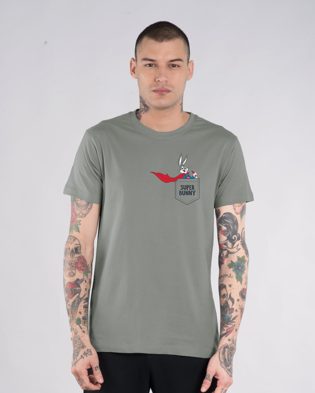 Buy Super Bunny Half Sleeve T-Shirt (LTL) for Men grey Online at Bewakoof