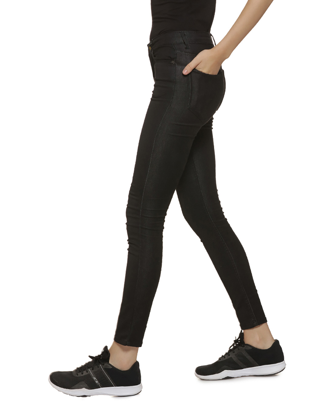 Shop Super Skinny Side Women's Black Denim Jeans-Back