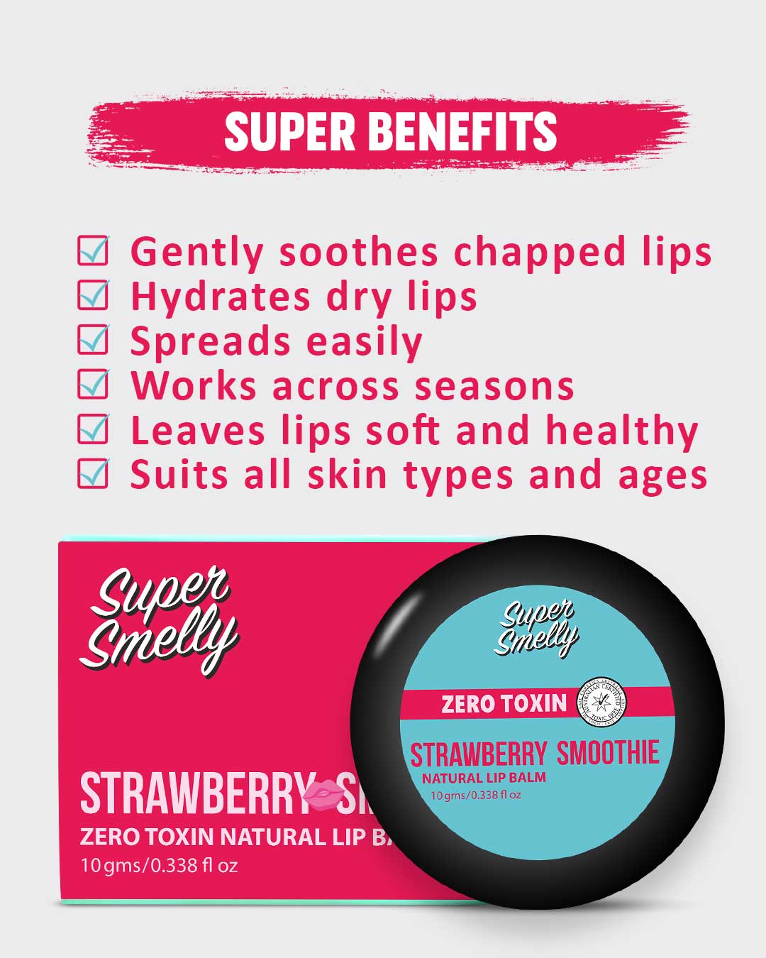 Shop Zero Toxin Strawberry Smoothie Natural Lip Balm-Back