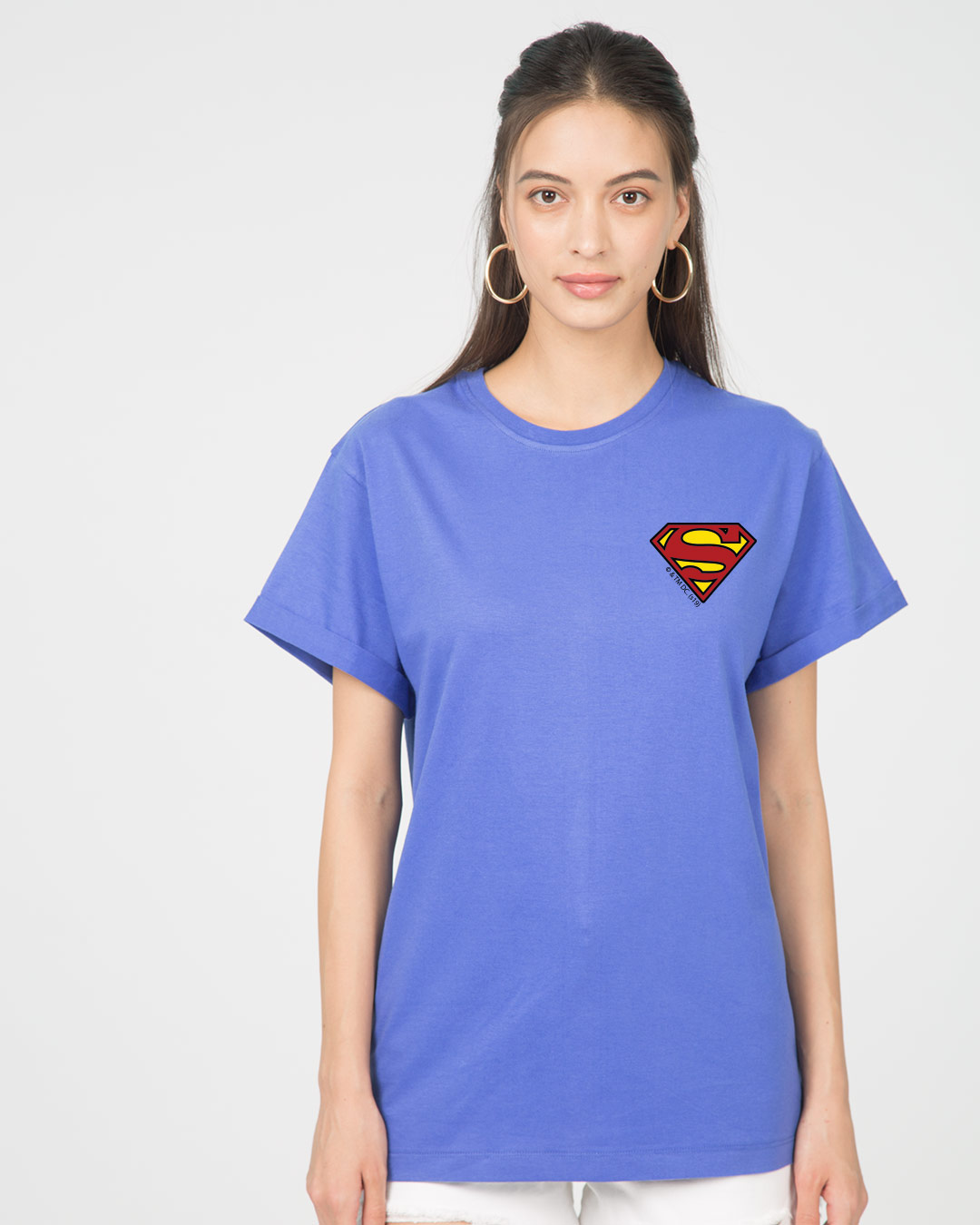 Shop Superman Badge Boyfriend T-Shirt (SL)-Back