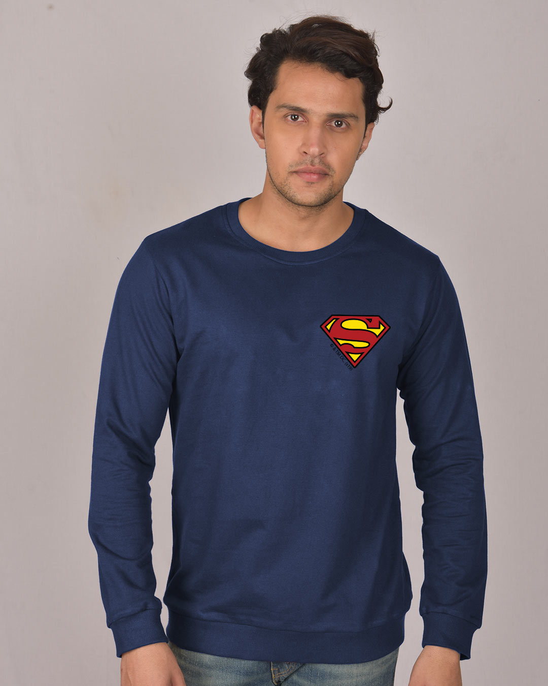 Shop Superman Badge Fleece Light Sweatshirt (SL)-Back