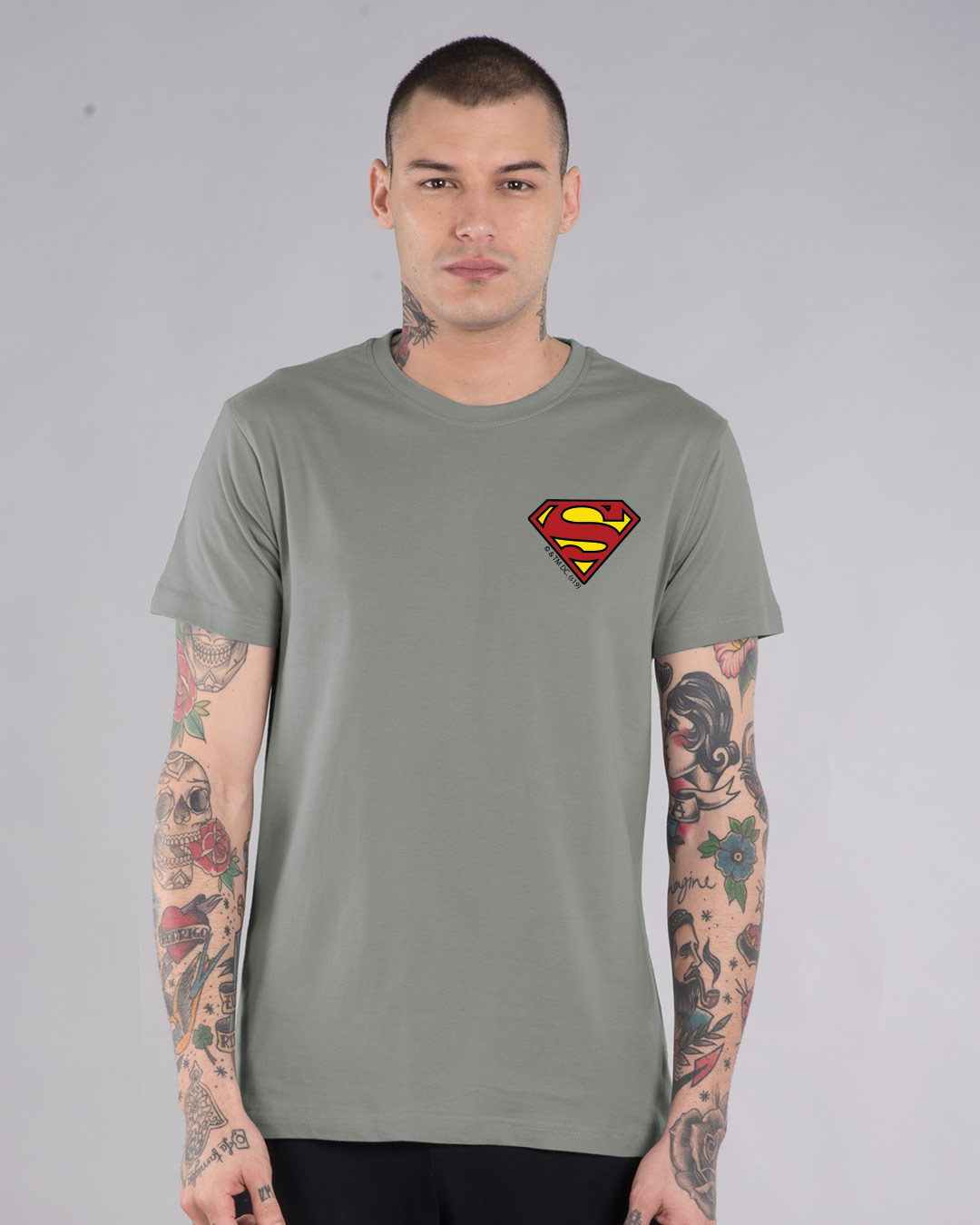 Shop Superman Badge Half Sleeve T-Shirt (SL)-Back