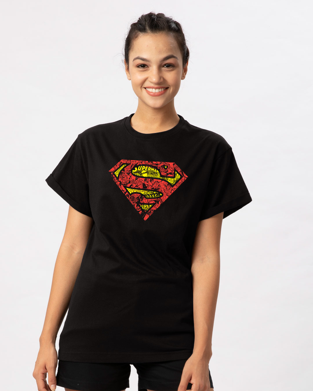 Shop Superman Doodle Boyfriend T-Shirt (SL)-Back