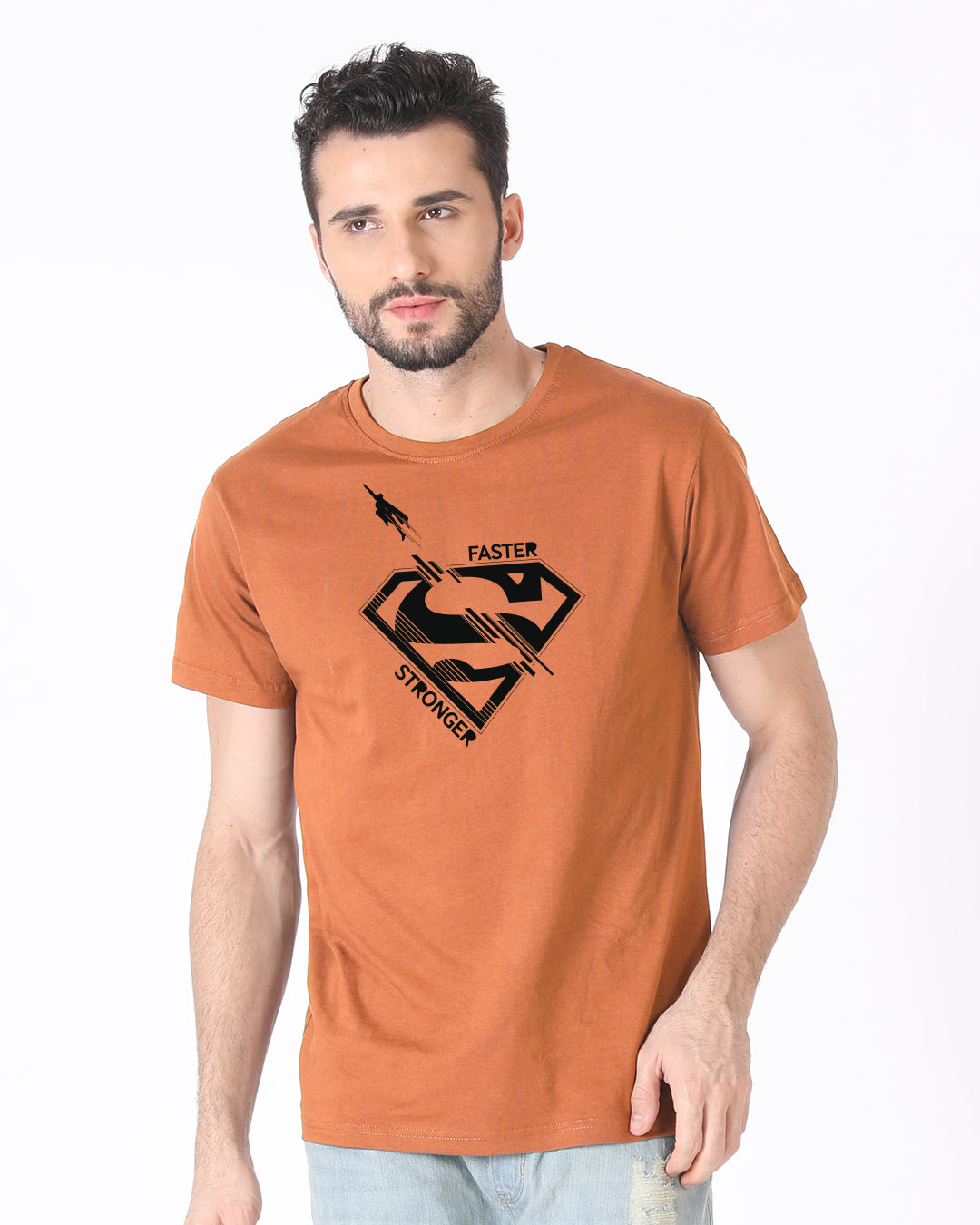 Shop Superman Faster Stronger Half Sleeve T-Shirt (SML)-Back