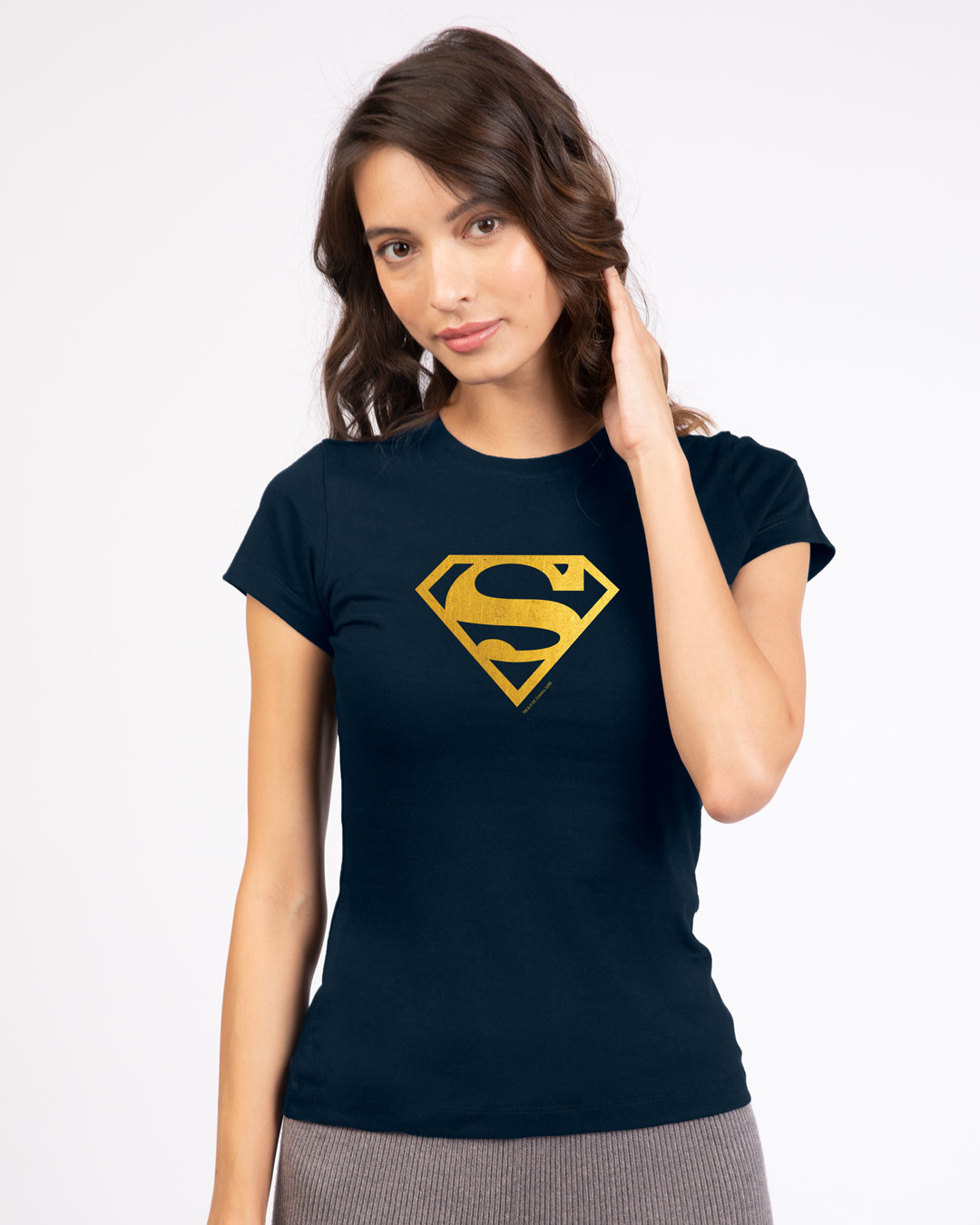 Shop Superman Gold Half Sleeve T-Shirt Navy Blue (SML)-Back