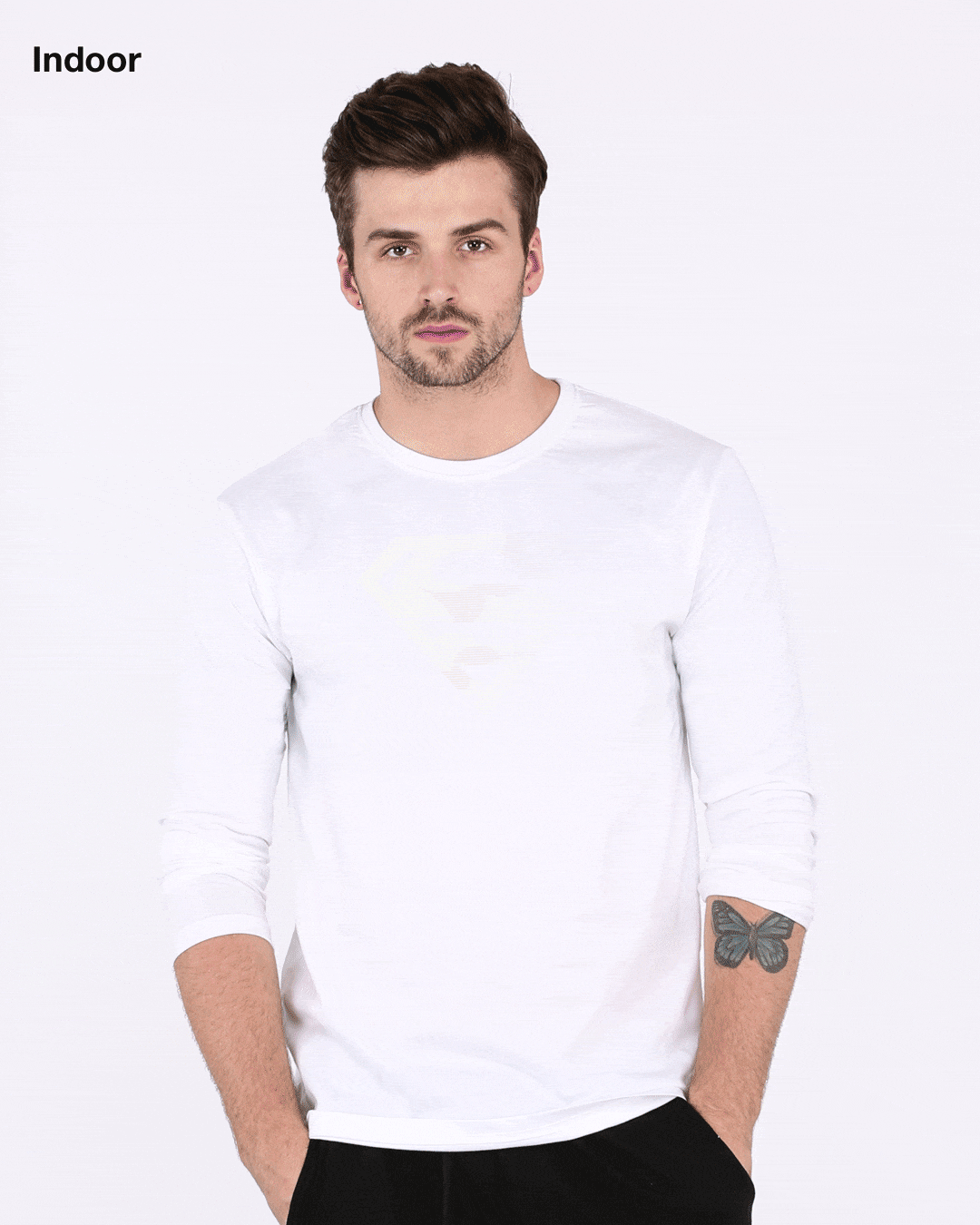 

Superman Line Art Sun Active T-Shirt (SL) Men' Printed Full Sleeve T-Shirt Bewakoof.com, White