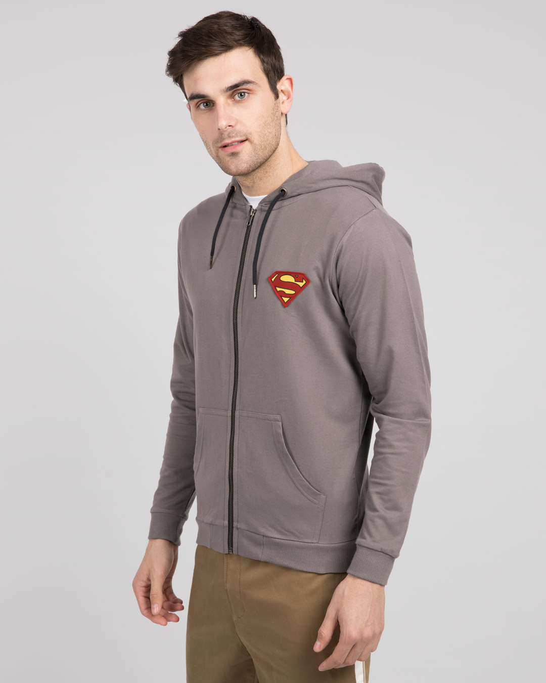 Shop Superman Logo Badge Zipper Hoodie-Back
