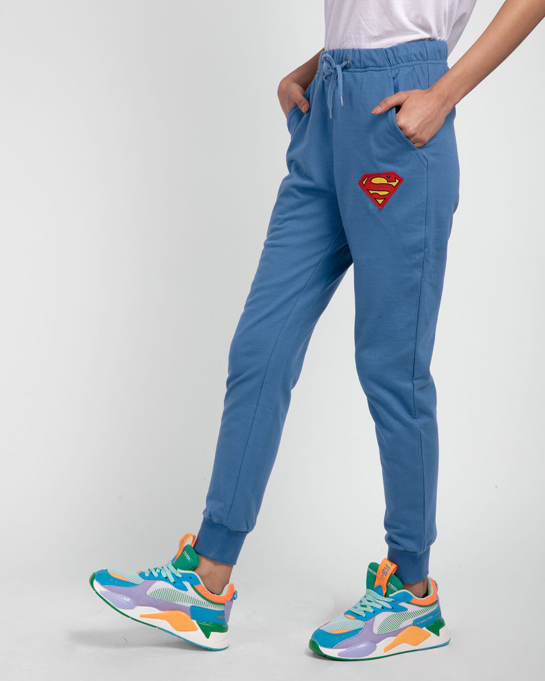 Shop Superman Logo Casual Badge Jogger Pants (SL)-Back