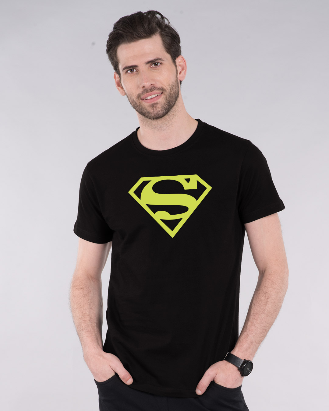 Shop Superman Neon Half Sleeve T-Shirt (SML)-Back