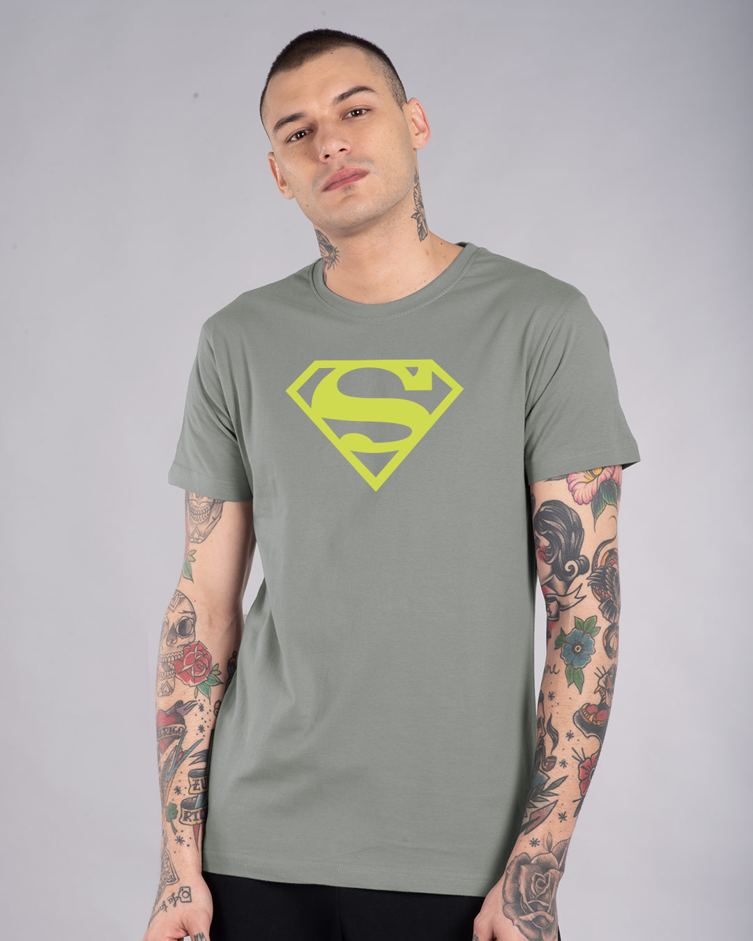 Shop Superman Neon Half Sleeve T-Shirt (SML)-Back