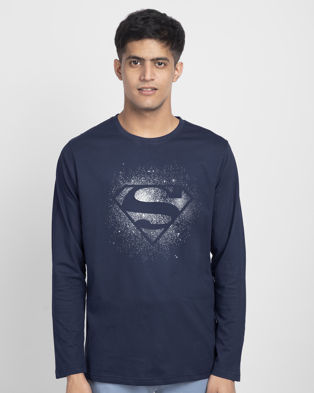 Shop Superman Spray Glow In Dark Full Sleeve T-Shirt (SL) -Back
