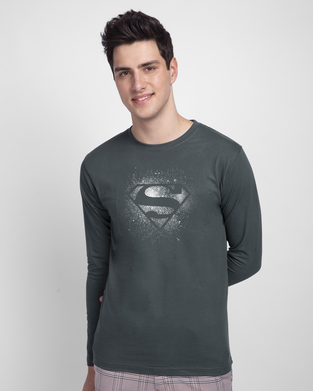 Shop Superman Spray Glow In Dark Full Sleeve T-Shirt (SL) -Back