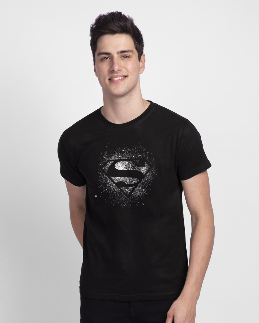 Shop Superman Spray Glow In Dark Half Sleeve T-Shirt (SL) -Back