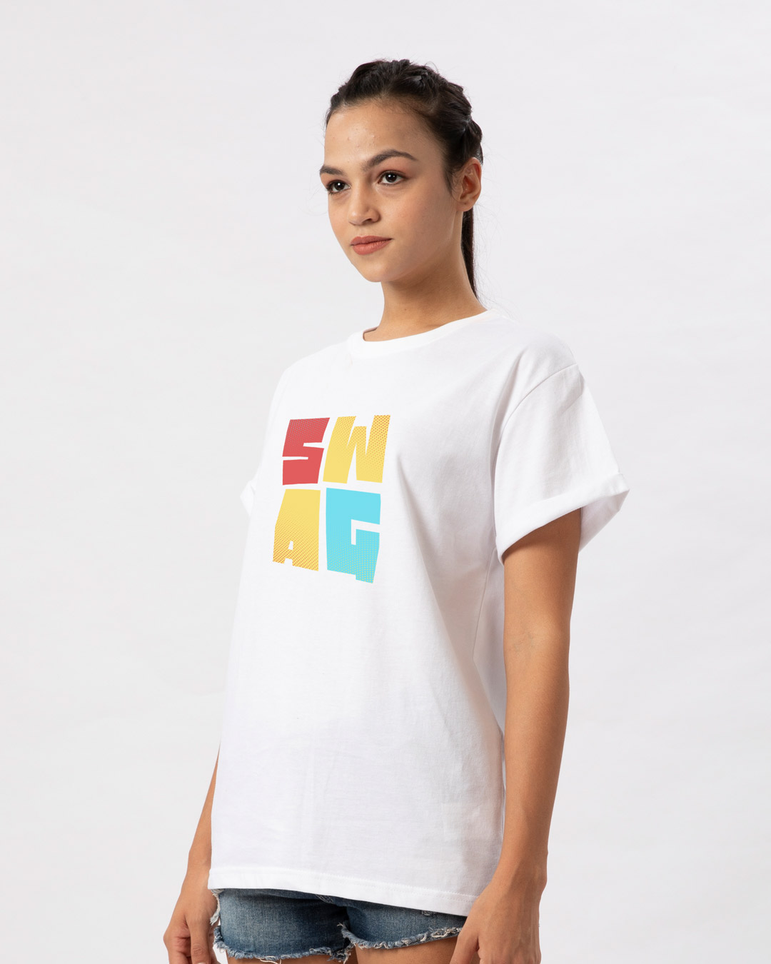 Shop Swag Colourful Boyfriend T-Shirt-Back
