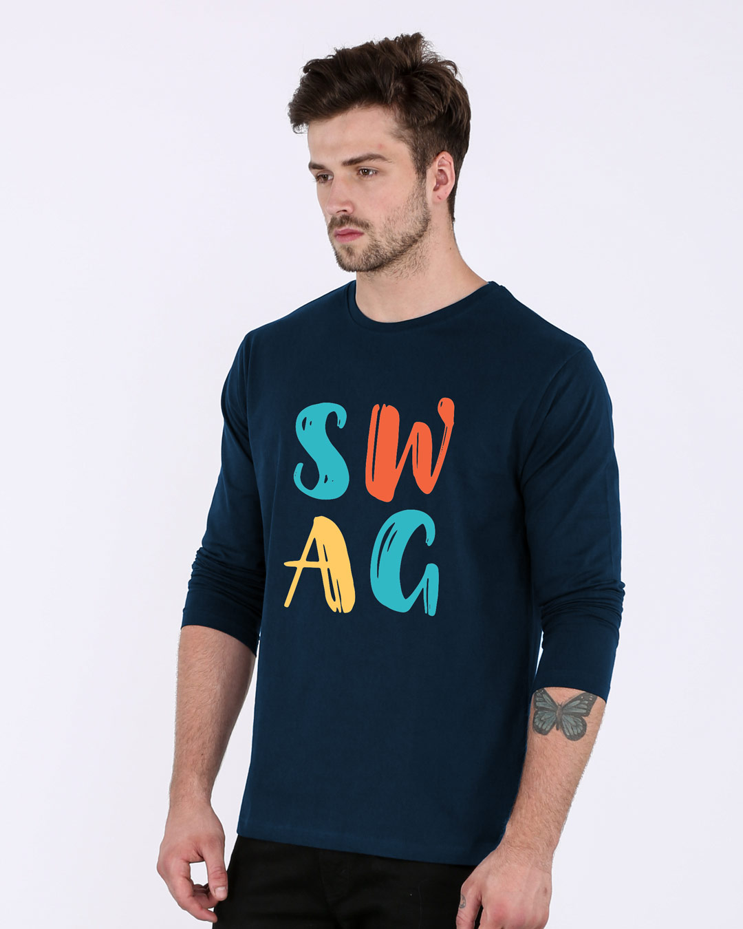 Shop Swag Typography Full Sleeve T-Shirt-Back