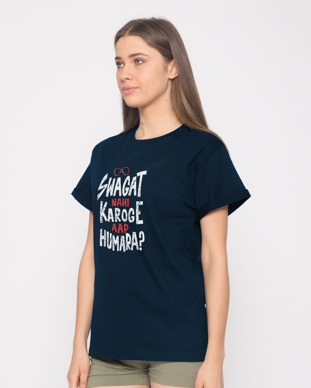 Shop Swagat Nahi Karoge Boyfriend T-Shirt-Back