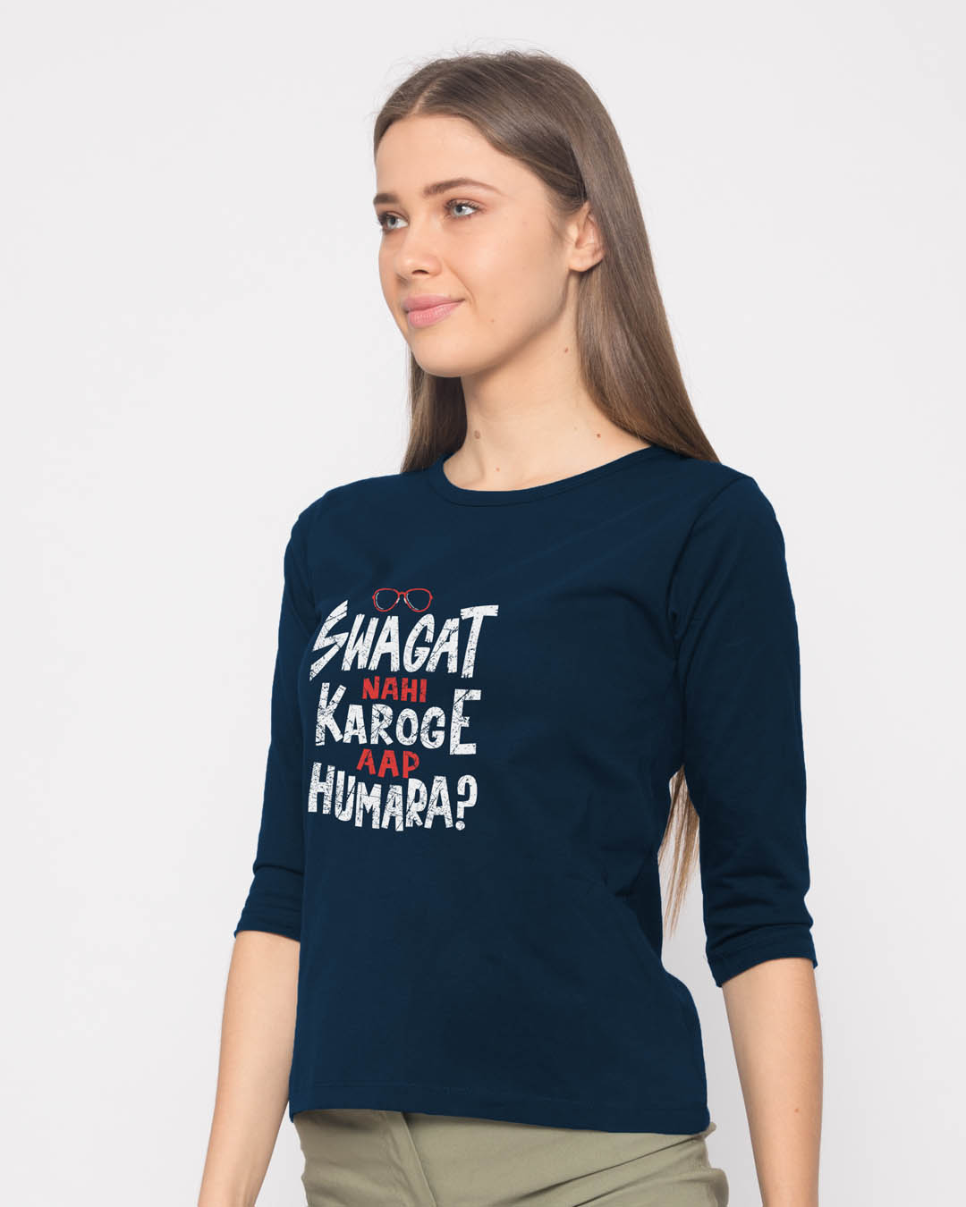 Shop Swagat Nahi Karoge Round Neck 3/4th Sleeve T-Shirt-Back