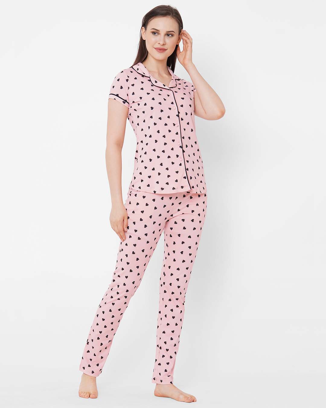 Shop Pink Printed Pyjama Set-Back