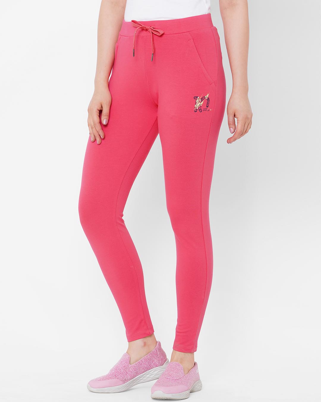 Shop Pink Solid Pyjamas-Back
