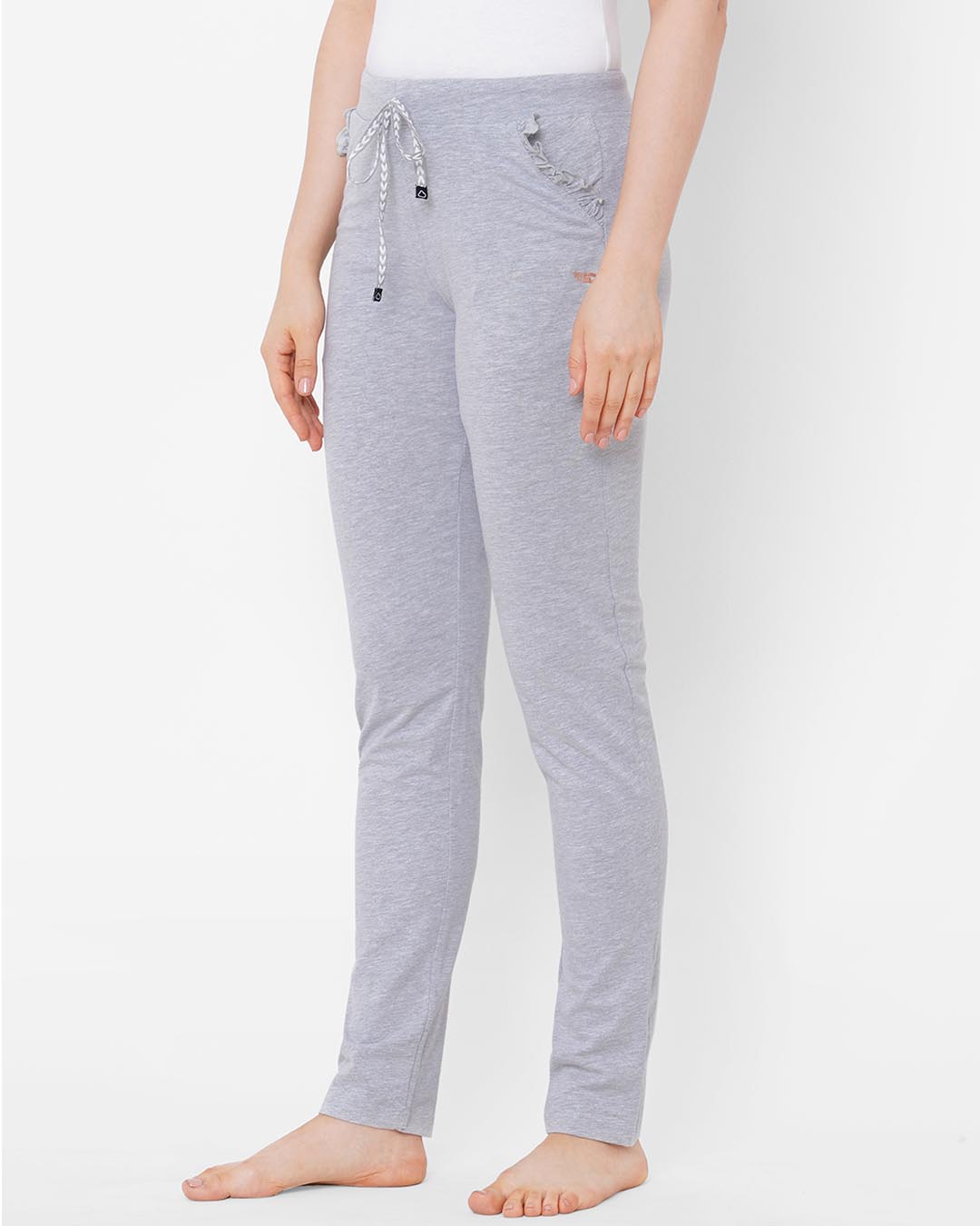 Shop Grey Solid Pyjamas-Back