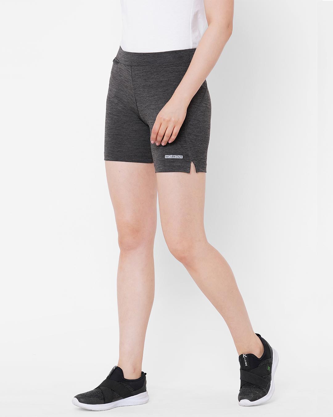 Shop Charcoal Solid Shorts-Back