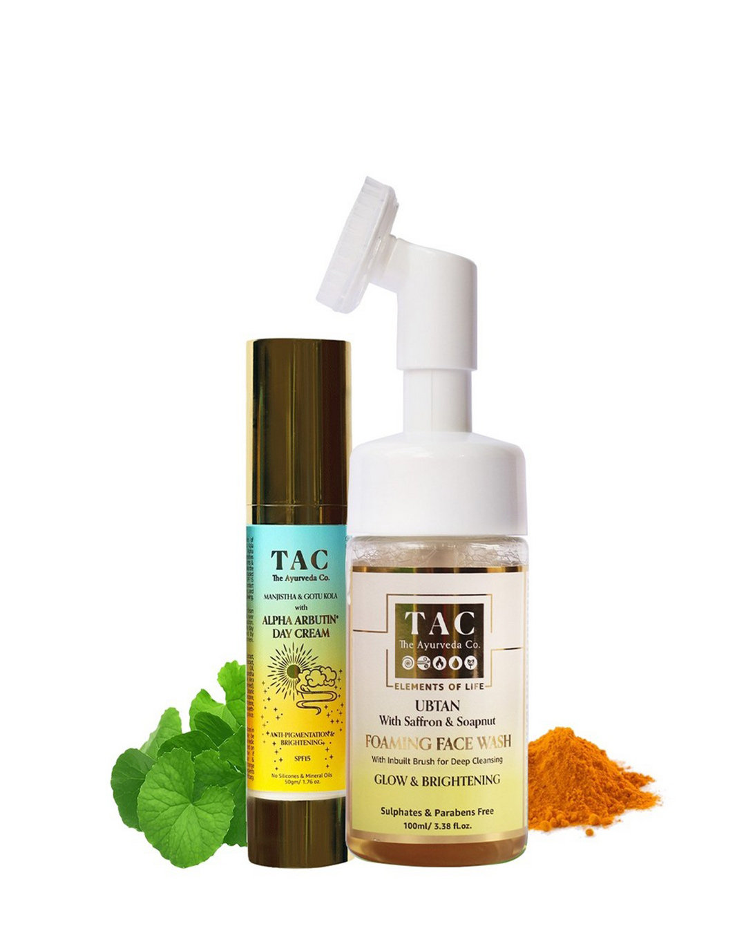 Buy Alpha Arbutin* Day Cream SPF 15 with Ubtan with Ginseng Foaming Face Wash Online in India at