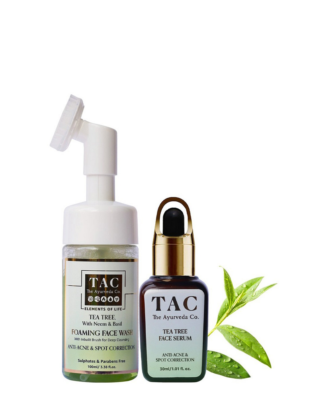 TAC The Ayurveda Co. Tea Tree AntiAcne Serum 30ml & Tea Tree Foaming