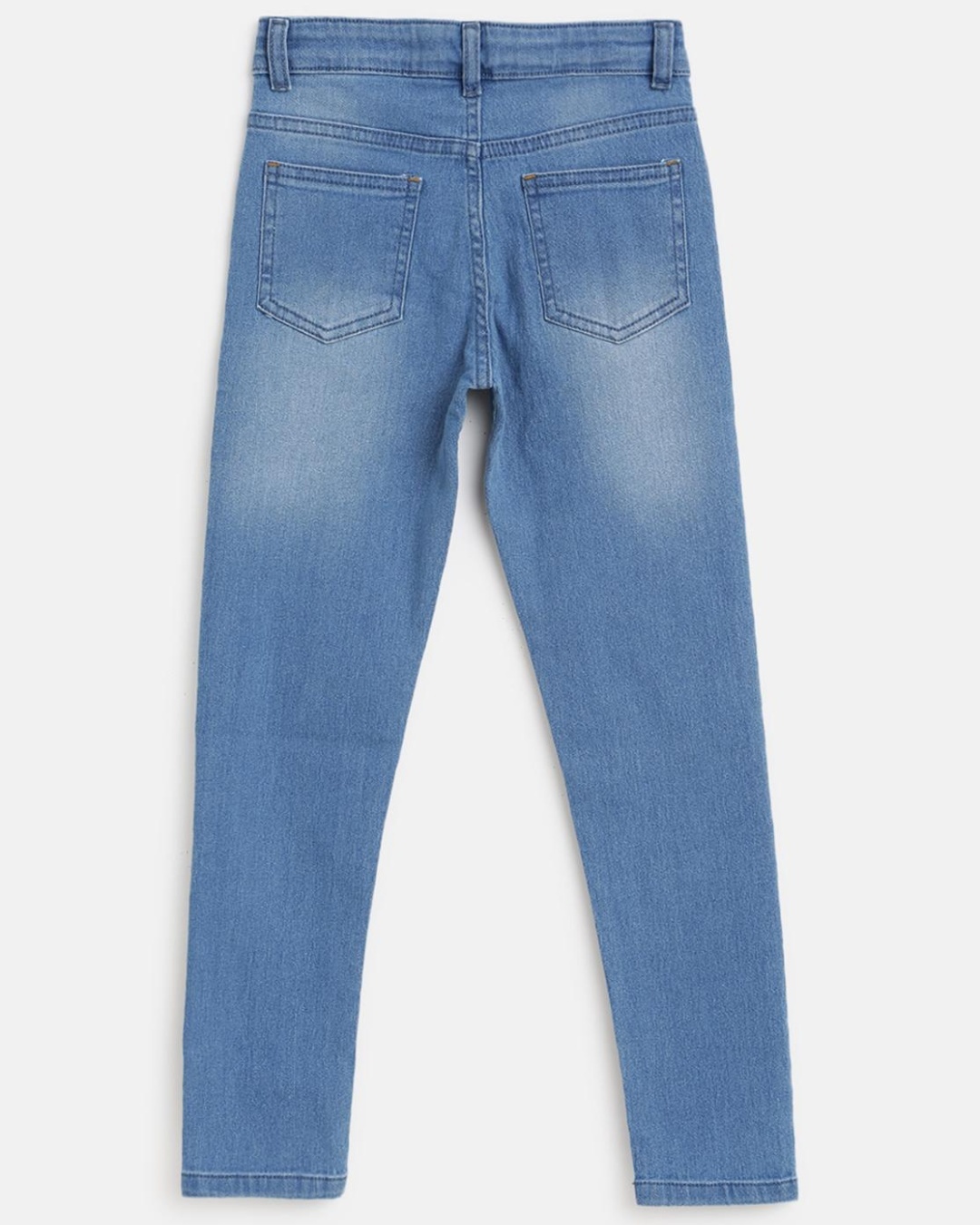 Shop Boys Blue Washed Slim Fit Jeans-Back