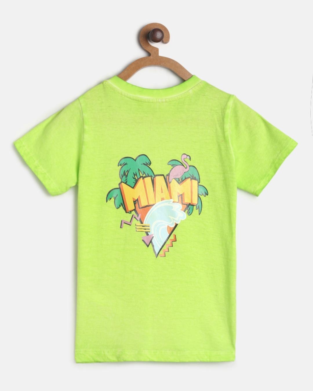 Shop Boys Neon Green Graphic Printed T-shirt-Back