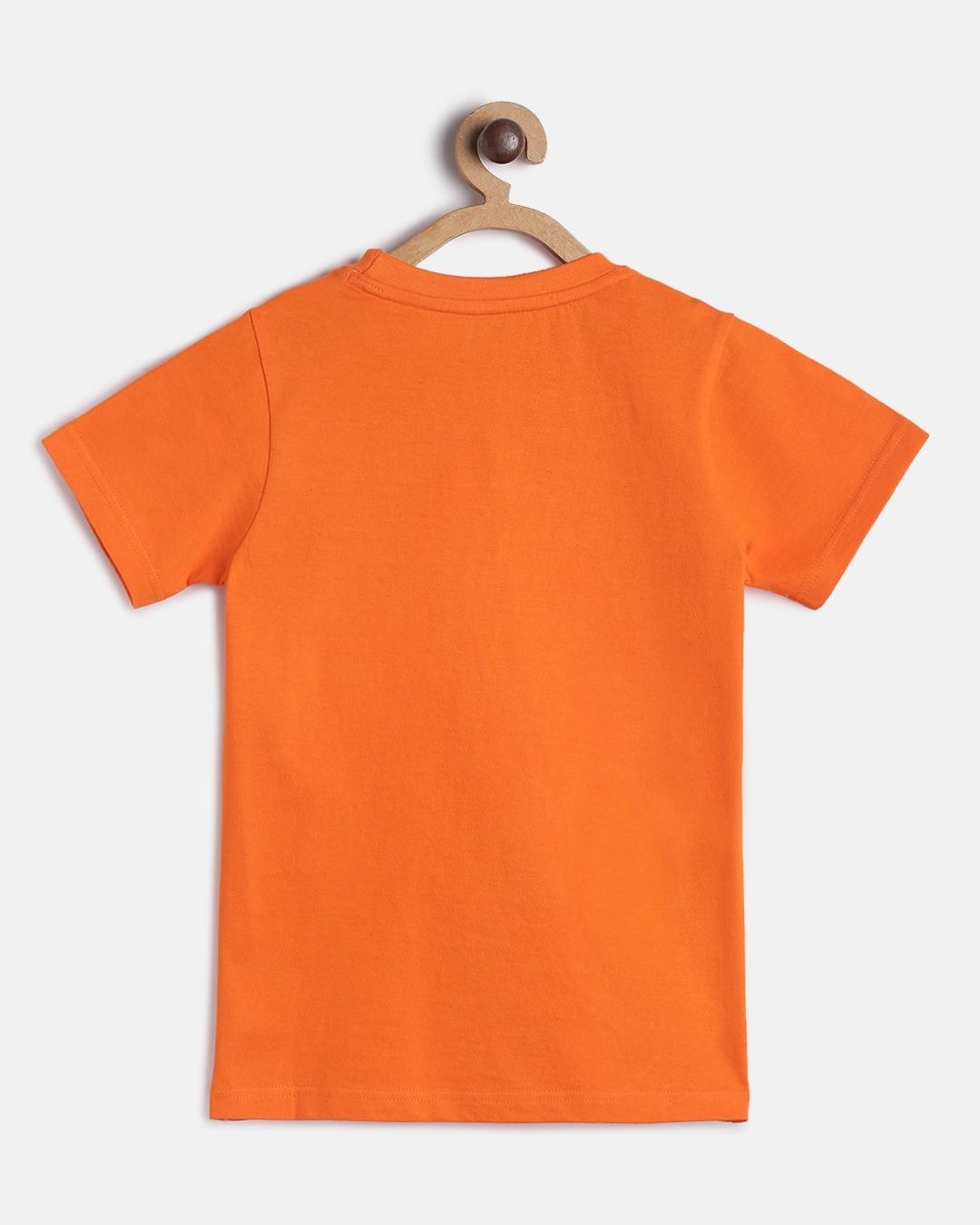Shop Boys Orange Embellished T-shirt-Back