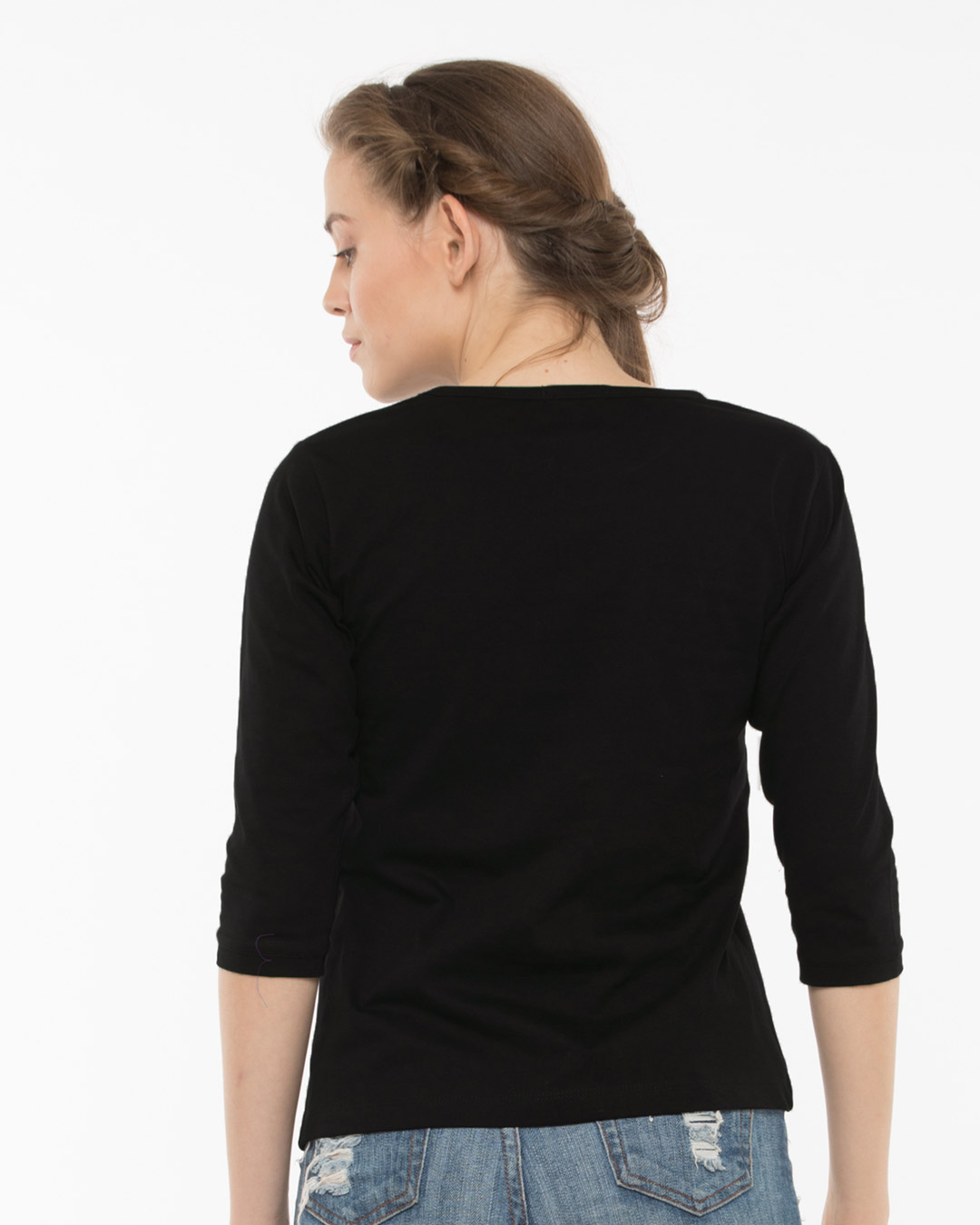 Shop Tarat Round Neck 3/4th Sleeve T-Shirt-Back