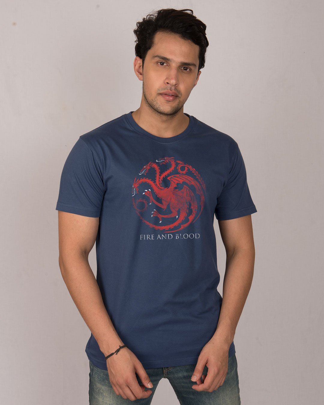 Shop Targaryen Fire And Blood Half Sleeve T-Shirt (GTL)-Back
