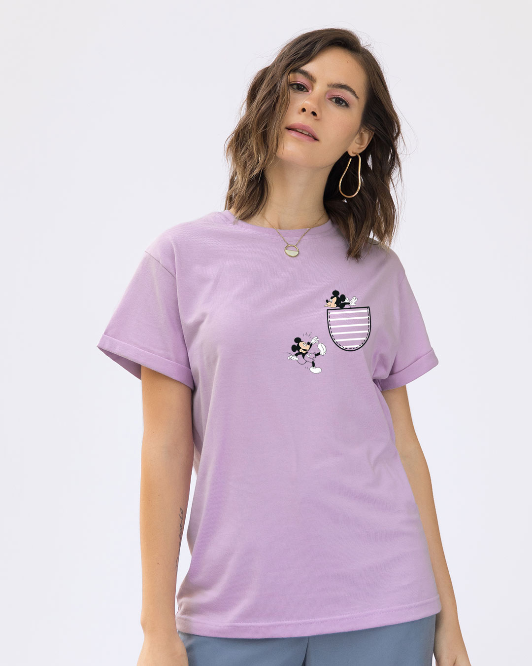 Shop Teasing Mickey Boyfriend T-Shirt (DL)-Back