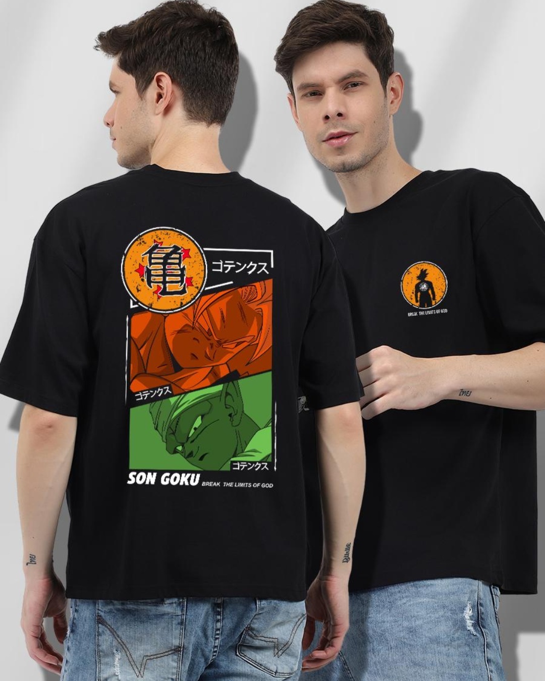 Buy Men's Black God Goku Graphic Printed Oversized T-shirt Online at ...