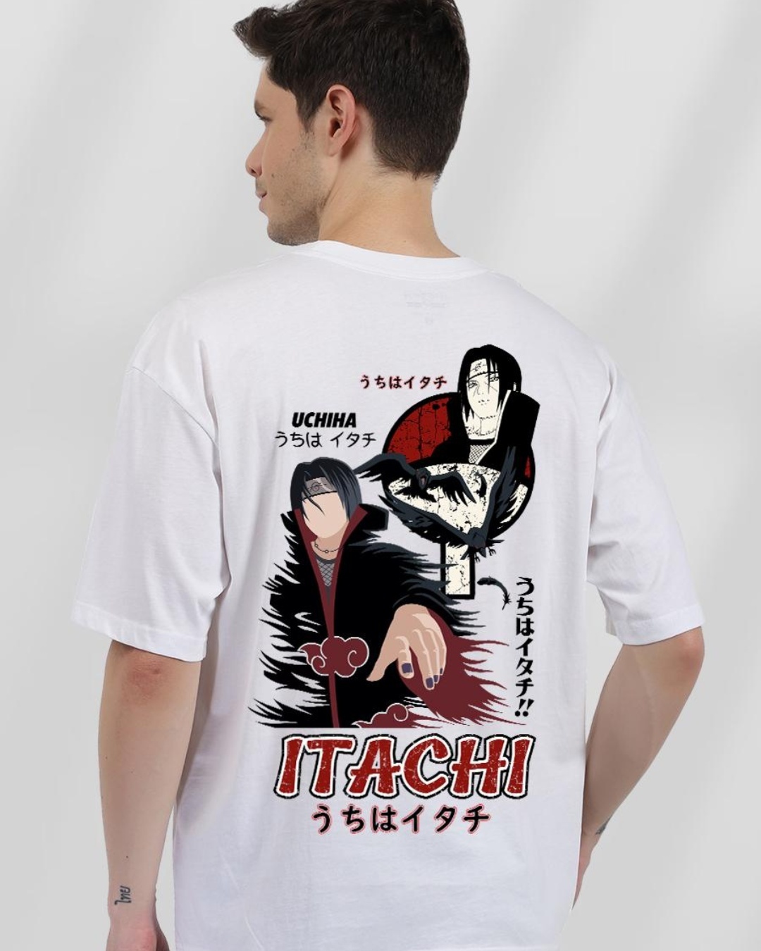 Shop Men's White Itachi Graphic Printed Oversized T-shirt-Back