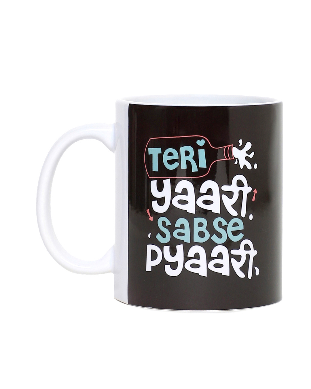 Shop Teri Yaari Sabse Pyaari Ceramic Mug,  (320ml, Black, Single Piece)-Back