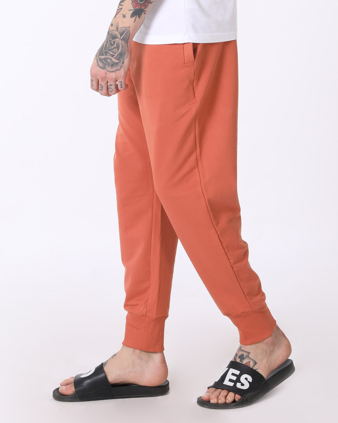 Shop Terracota Orange Fleece Joggers-Back