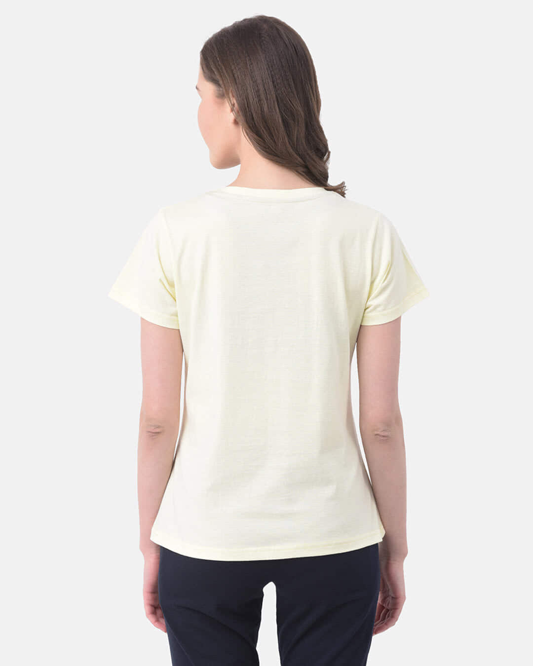 Shop Text Print Top In Yellow 100% Cotton-Back