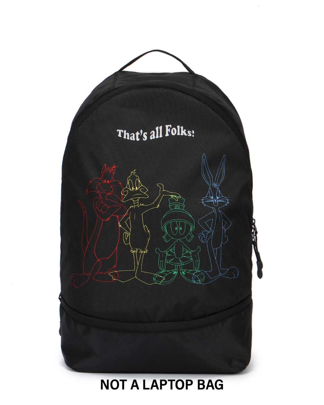 Shop Unisex Black That's All Folks Printed Small Backpack-Back